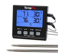 TempPro TP17 Digital Meat Thermometer with Dual Temperature Probes, Black | Cooking Grill BBQ Thermometer for Smoker Kitchen Oven Large LCD Backlight with Timer Alarm(Previously ThermoPro)