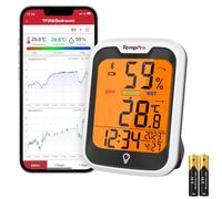 TempPro TP358 Bluetooth Hygrometer, Room Thermometer, Indoor Thermometer | Built-in Clock, Swiss-made Sensor with Backlit and Notification Alert, for Baby Room, Garden, Office(Previously ThermoPro)