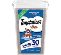 Temptations Classic Crunchy and Soft Cat Treats Savory Salmon Flavor, 30 oz. Tub, Makes a Great Holiday Cat Treat