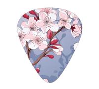 Tempting Cherry Blossoms 12 Pack Guitar Plectrums With Storage Case, 0.46/0.71/0.96mm, Including Thin, Medium Thick Guitar Plectrums For Electric Guitars Bass Ukulele