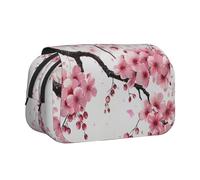 Tempting Cherry Blossoms Art Print Pencil Case Double - Layer Flip Pencil Pouch Pen Organizer Makeup Bag for School, Travel and Work