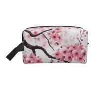 Tempting Cherry Blossoms Art Printed Cosmetic Case with Handle, Lightweight Compact Storage for Makeup, Toiletries & Gadgets, Make up Organiser for Travel, School, Work