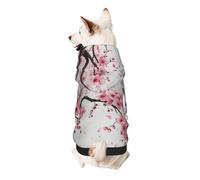 Tempting Cherry Blossoms art Printed Dog Hoodie Soft Dog Sweatshirt Cute Cat Dog Clothes for Small Dogs Kitten Puppy, L