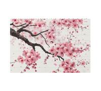 Tempting Cherry Blossoms art Printed Jigsaw Puzzle 14.4x9.8 CM, Rectangular Puzzle Challenging Game for Adults Gifts, Family Fun Decorative Wall Decor