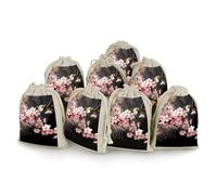 Tempting Cherry Blossoms Drawstring Gift Bags 8 PCS Muslin Bags Gift Wrap Bags Cloth Gift Bags Burlap Gift Bags Small Drawstring Bags Drawstring Pouch for Christmas Wedding Party