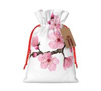 (Tempting Cherry Blossoms) Drawstring Gift Bags for Birthday Party Christmas Reusable Holiday Wrap Bags Medium Size