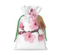 (Tempting Cherry Blossoms) Drawstring Gift Bags for Birthday Party Christmas Reusable Holiday Wrap Bags Medium Size