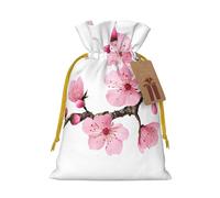 (Tempting Cherry Blossoms) Drawstring Gift Bags for Birthday Party Christmas Reusable Holiday Wrap Bags Medium Size
