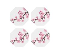 (Tempting Cherry Blossoms) Drink Coasters Set Of 4 Non-Slip Leather Coasters For Cups Mugs Glasses Tabletop Protection For Home Office Bar