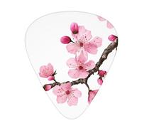 (Tempting Cherry Blossoms) Guitar Picks Set Of 12 With Transparent Plastic Box For Bass Electric And Acoustic Guitars Ukulele