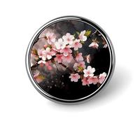 Tempting Cherry Blossoms Lapel Pins Metal Pin Badge Personalized Pinback Button Badges Classic Round Badge Recognition Enamel Lapel Pin for Jackets, Backpacks, Bags