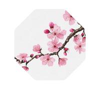 (Tempting Cherry Blossoms) Leather Coaster Set Of 6 Premium Octagon Drink Coasters For Home Office Restaurant Bar