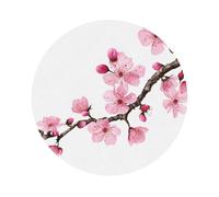 (Tempting Cherry Blossoms) Leather Coaster Set Of 6 Premium Round Shape Drink Coasters For Home Office Restaurant Bar