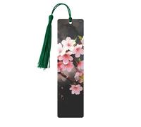 Tempting Cherry Blossoms Metal Bookmarks with Tassel,Cool Book Markers for Reading Women, Men,Aluminum Hanging Ornament Fancy Handmade Craft Reading Accessories Gift for Book Lovers M