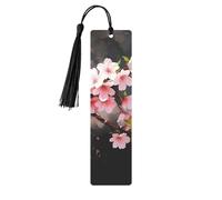Tempting Cherry Blossoms Metal Bookmarks with Tassel,Cool Book Markers for Reading Women, Men,Aluminum Hanging Ornament Fancy Handmade Craft Reading Accessories Gift for Book Lovers S