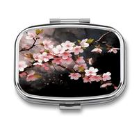 Tempting Cherry Blossoms pilldispenser 2-Compartment Portable Travel Square PillCase Daily with Store Vitamins Pocket Medicine Organizer for Office Home Fish Oil