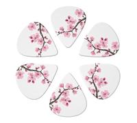 Tempting Cherry Blossoms Print Guitar Picks With Grip Stamped, Non Slip Picks Of 6 For Acoustic Electric Guitar Picks Guitar Accessories Ukulele For Acoustic Guitar Bas