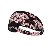 Tempting Cherry Blossoms Print Non-Slip Elastic Running Headband, Sweat Absorbing Stretchy Hair Bands For Gym Yoga, Soft Skin-Friendly Foldable Workout Headband