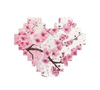 Tempting Cherry Blossoms Printed Jigsaw Puzzle 10.8x12.8 CM, Heart-Shaped Puzzle Challenging Game for Adults, Fun Decorative Wall Decor