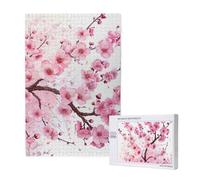 Tempting Cherry Blossoms Printed Jigsaw Puzzle with Storage Box, Wooden Puzzle for Adults and Kids, 1000 Pieces Family Fun Decorative Game