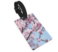 Tempting Cherry Blossoms Printed Small Luggage Tags Portable Bag ID Holders with Adjustable Strap for Travel Gear