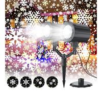 TemptLock Christmas Projector Lights Outdoor,Double Head 360 degrees Rotating Dynamic Snowflake Christmas Spotlights,IP65 Waterproof Snowfall projector Led Lighting for Indoor House Outdoor Christmas Decorations Yard