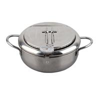 Tempura Frying Pot, Japanese Style Fryer Pot, Stainless Steel Deep Frying Cookware with Thermometer, Lid, Oil Drip Drainer Rack(Small 20cm)