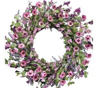 TEMPUS 20 Inch Purple Grains Flower String for Front Doors Wreath, Spring and Summer Daisy Wreath for Indoor and Outdoor Decor, Rustic and Farmhouse Style Home Decor