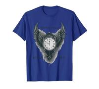 Tempus Fugit Memento Mori Clock Wings Stoic Philosophy T-Shirt, Men, Royal Blue, Large