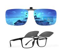 TEMSO Clip On Sunglasses Mirror For Mens Womens,Flip Up Polarized Fit Over My Glasses On Holiday,UV400 Protection|HD Vision|True Color|Ice Blue|60 * 46mm
