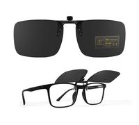 TEMSO Clip On Sunglasses Over Prescription Glasses For Men Women,Polarized Flip up Driving Glasses,UV400 Protection|Anti Glare|HD Vision|Safe Driving|Black