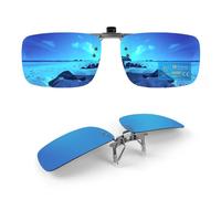 TEMSO Clip On Sunglasses Over Prescription Glasses For Mens Womens,Flip Up Polarized Fit Over Myopia Glasses On Holiday Beach,Outdoor,Filter UVA UVB,HD Vision|True Color|Blue Mirror|60 * 41mm