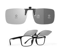 TEMSO Photochromic Clip On Sunglasses,Polarized Flip Up UV400 Protection Clip Over Sunglasses for Mens Womens,Clear Vision for Driving Fishing Golf Travel|Non Dark