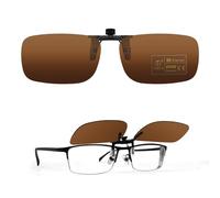 TEMSO Polarized Clip On Sunglassed Flip Up Driving Glasses for Prescription Glasses for Ladies and Mens,UV400 Protecetion|HD Vision|Anti Glare|Safe Driving|Brown|60 * 37mm