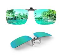 TEMSO Polarized Clip On Sunglasses Green Gold,Flip Up Over Prescription Glasses Mens Women,Fit for Myopia Glasses On Holiday Beach,Filter UVA UVB,HD Vision|True Color|60 * 41mm