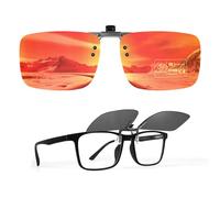 TEMSO Polarized Clip On Sunglasses Orange Mirror,Flip Up Over Glasses Mens Women,Fit for My Glasses On Holiday Beach,Filter UVA UVB,HD Vision,True Color