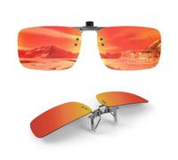TEMSO Polarized Clip On Sunglasses Orange Mirror,Flip Up Over Prescription Glasses Mens Women,Fit for Myopia Glasses On Holiday Beach,Filter UVA UVB,HD Vision|True Color|60 * 41mm