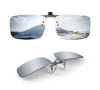 TEMSO Polarized Clip On Sunglasses Sliver,Flip Up Over Prescription Glasses Mens Women,Fit for Myopia Glasses On Holiday Beach,Filter UVA UVB,HD Vision|Safe Driving|60 * 41mm