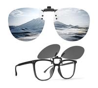 TEMSO Retro Round Clip On Sunglasses Flip up for Women Men,Polarised Clip-on Sunglasses for Driving Glasses,Clear Vision,Anti Glare