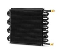 TEMSONE 16 Pass 1/2" Transmission Cooler, 16 Rows 8AN Tube Fin Cooler Air Compressor Aftercooler, Compatible with 1/2" transmission cooler lines Universal Black