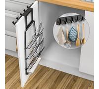 Temste Cabinet Door Pot Lid Organizer,Over the Door Lid Holder with Folding Hooks for Pot and Pan Cover, Inside the Cabinet-Hanging 3-Tier Pot Lid Rack for Kitchen Storage,Black