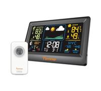 Temtop Weather Station Indoor with Outdoor Sensor Wireless Digital Thermometer Alarm Clock with Weather Forecast Barometric Pressure Moon Phase Sunrise Temperature Humidity Monitor for Home