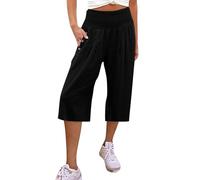 Temu Clothes Summer Trousers For Women Uk 3/4 Leggings Lightweight Work Men Wide Leg Linen Harem Pants Ladies Joggers (Black, M)