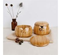 TEMU-SC Wooden Yarn Bowl for Crochet, Knitting Bowl Wool for DIY Knitting Crocheting Accessories(with Cover)(Bamboo)(15 * 9.5cm)