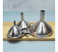 Temuduo 3 in 1 Stainless Steel Funnel,Small Metal Funnels for Filling Bottles,Food Grade Mini Kitchen Funnel for Transferring Liquid Fluid Essential Oils Powder Spices，Dishwasher Safe (Short Handle)
