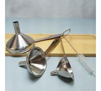 Temuduo Mini Stainless Steel Funnels,Small Metal Funnel Ktchen for Filling Bottles or containers,4 pcs Kitchen Funnel Set for Transferring Liquid Oils Powder Dishwasher Safe (Long Handle)