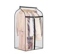 TEMUORG Hanging Garment Bag for Closet Winter Clothes Storage with Clear Window Coat Rack Cover Large Clothing Bags with Zipper Dust Proof Dress Protector (Small)