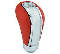 Temzzer 5 Speed Car Shift Knob PU Leather Gear Lever Handle Car Stick Gear Head for Most Manual Automotive Vehicles (Red)