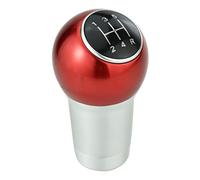 Temzzer 5 Speed Car Shift Stick Knob Aluminium Gear Lever Shifter Knob Ball Shift Handle for Most Manual Automatic Vehicles (Red, Silver)