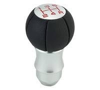 Temzzer 5 Speed Car Shift Stick Knob Leather Shifter Handle Lever Ball Stick Gear Head for Most Manual Automatic Vehicles (Black,Silver)